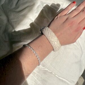 Vintage White Cream Faux Snakeskin Bangle Bracelet